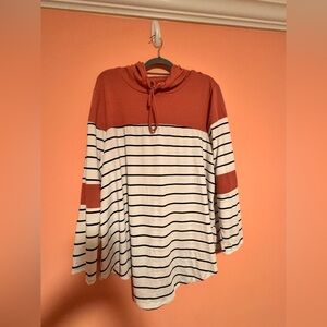 Striped Rust and White Women's Top